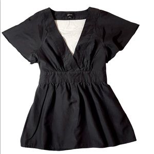 Guess Black Short Sleeve V-neck Belted Blouse S